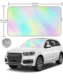 通用型汽车前挡风玻璃遮阳帘，可折叠，防晒隔热，（59.06 x 27.5 英寸），夏季 - 有趣的汽車遮陽擋 - 查看 8