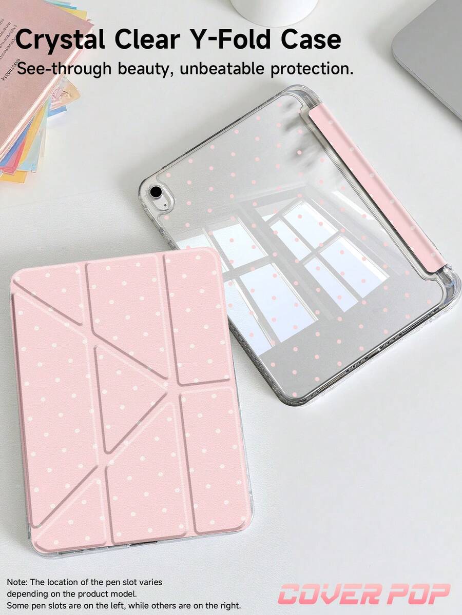 波点图案极简平板电脑保护套，兼容 iPad 9.7/10.2/10.5/10.9/12.9 英寸、iPad Pro 11 英寸、第十代、Galaxy Tab S6 Lite 10.4 英寸、Kindle Paperwhite 第十二代（2024 年款）、Kindle 第十一代（2024 年款），柔软防震保护，智能睡眠/唤醒功能，Y 型折叠支架设计，提供多种观看角度。