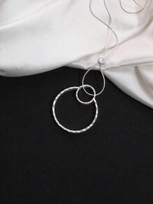 1 Pc Fashionable Circle Sweater Chain For Women, High-End Long Necklace, Unique And Niche Light Luxury Versatile Women's Elegant Necklace, Party And Gathering Outfit Accessory - Multicolor - View 9