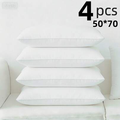 4pcs Luxury Pillow Set, Soft Supportive Large Pillow, Fluffy Filling Alternative Pillow, Suitable For Side Sleepers (White), Suitable For Home Bedding, As Back, Abdomen Or Side Sleeper Down Alternative, And Luxury Hotel And Homestay Use.