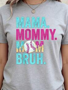 Women's-ShirtWomen's Baseball Graphic-Shirt - Casual Short-Sleeve Crew Neck, Summer And Spring Top With Baseball And Drip Design, Baseball Mom Apparel |   Fun Printed Tops |   Knit Construction, Baseball-ShirtFashionable Women's Clothingshirts,Clothes,White Top,Graphic Tee,Suitable Gym, Workouts, Everyday Casual Wear, And Street Style. - 灰色 - 查看 11