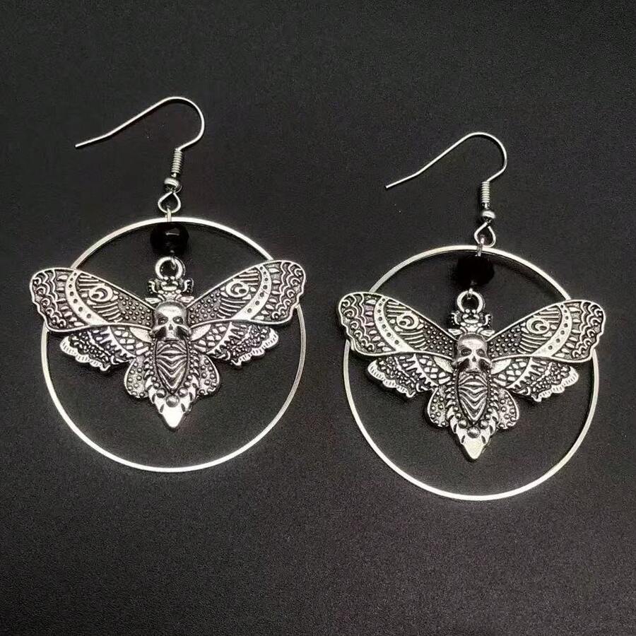 Bông tai hình đầu lâu bướm kiểu Gothic, mặt dây chuyền unisex, trang sức phong cách punk cổ điển, thiết kế thời trang mới nhất. - 1 - Xem 1