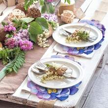PCS Disposable Flower Placemats, Purple Hydrangea Decorative Placemats For Wedding Birthday Party Table Setting Supplies Decoration - 紫色的 - 查看 3