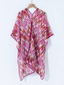 1件艺术创意线条钻石印花优雅轻盈多功能披肩 - 彩色 - 查看 4