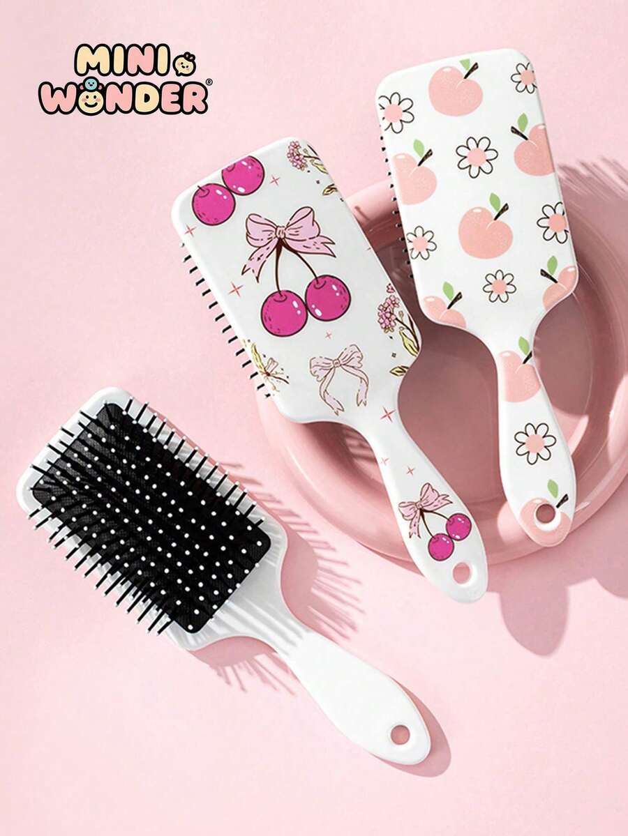 1 chiếc lược chải tóc họa tiết trái cây dễ thương, đệm mềm chống rối, thích hợp sử dụng hàng ngày và khi đi du lịch. - Nhiều màu - Xem 1