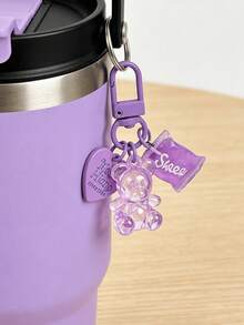 Móc khóa hình gấu trong suốt, mặt dây chuyền hình trái tim kẹo ngọt, thích hợp cho điện thoại, túi xách, hộp đựng tai nghe, đồ dùng văn phòng phẩm dễ thương, quà tặng học sinh. - A - Xem 10