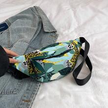 Large Capacity Printed Waist Bag, Lightweight Waterproof Nylon Chest Bag, Outdoor Casual Crossbody Bag, Adjustable Shoulder Strap - Multicolor - View 5
