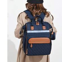 Diaper Bags With Changing Station, Waterproof Diaper Bag Backpack For Moms Dads With USB Charging Port, Shower Gifts, Large Capacity Diaper Backpack, Grey/Black/Blue - 黑色 - 查看 11