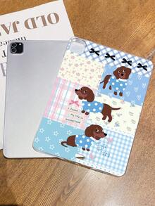 1 件装拼接蓝色格子腊肠犬印花透明平板电脑保护套，饰有蝴蝶结、星星、爱心元素，可爱又治愈，充满少女魅力，兼容 iPad Pro 11 英寸、Air 2、Air 第五代（2022 年）、Air 11 英寸（M2，2024 年）、Air 11 英寸（M3，2025 年）、第十代 - 無色 - 查看 3