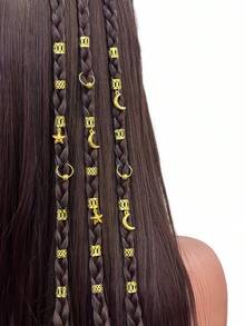 金色星月发圈套装 30 件套 脏辫发圈 编发配件 - 金色 - 查看 1