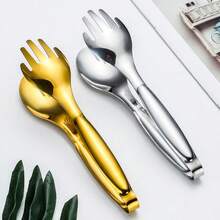 Kẹp gắp thức ăn bằng thép không gỉ dày, mạ vàng, dùng để gắp món tráng miệng trong nhà bếp, kẹp gắp thức ăn phục vụ tiệc buffet, kẹp gắp bánh mì, kẹp gắp thịt nướng, kẹp gắp đồ chiên, kẹp gắp bít tết nướng, kẹp gắp thức ăn tiệc buffet. - Vàng - Xem 3