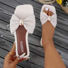 Women's Square Toe Elegant & Comfortable Minimalist Design Sandals, Golden Buckle Decor, Suitable For Vacation, Beach, Festivals, Parties, Summer Woven Open Toe Flat Sandals - Beige - View 10