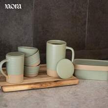 Mora Ceramics Tea Cup With Loose Leaf Infuser, Spoon And Lid, 12 Oz, Microwave And Dishwasher  Coffee Mug - Rustic Matte Ceramic Glaze, Modern Herbal Tea Strainer - Great Gift For Women, Flint - Cỏ xạ hương - Xem 6