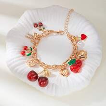 1pc Sweet Cute Cherry Bracelet, Minimalist Multi-Use Heart & Bow Tassel Bracelet, Delicate Gift Style Suitable For Holidays, Birthday, Mother's Day - Multicolor - View 2