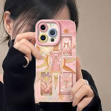 Cartas de tarot rosas: sol, emperatriz, copas y estrellas.funda de teléfono Fundas compatibles con ,Apple,VIVO,OPPO,,, y Honor.Fabricadas en silicona TPU,ofrecen protección contra golpes y caídas. - Blanco - Ver 6