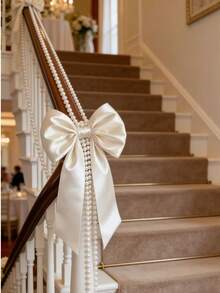 1 Pc White Baby Shower Decoration. Wedding Decoration. Bow Decoration, Wedding Parties. Baby Showers, Gender Reveals, Room Decor, 2026 Retro Aesthetic Style, Suitable For Christmas And Winter Decor, Room Decor, Home Decor, Door Decor, Decorative Items, Large Bow, Perfect For Birthday Party Backdrop Decor, Room Wall Decor, Wall-Hanging Decorative Gift Ribbon, Photo Props. An Ideal Choice For Bridal Shower Gifts And Wedding Party Decorations - White - View 4