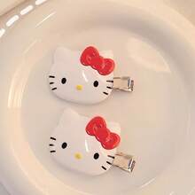 Bộ 2 kẹp tóc hình mèo hoạt hình dễ thương, phụ kiện thời trang hàng ngày, quà tặng ngẫu nhiên. - Nhiều màu - Xem 2