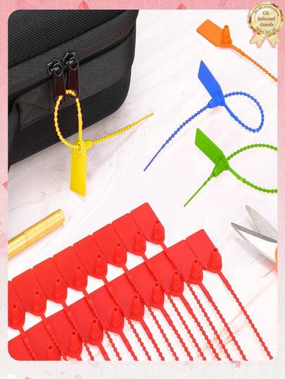 100个/30个防盗塑料行李牌，防篡改安全封条，紧密锁扣，可靠，适用于包袋、箱子、货物、行李、仓库、储物容器，可调节封条