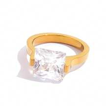 1 chiếc nhẫn nữ cỡ lớn đính đá Zirconia lấp lánh, mạ vàng 18k, chất liệu thép không gỉ (hình trái tim/tròn/chữ nhật/hình oval), nhẫn cưới kim cương lớn chống thấm nước, ít gây dị ứng, trang sức phong cách Y2K Hip Hop, món quà lý tưởng cho tiệc tùng, đám cưới, dạ hội, đeo hàng ngày, Ngày Valentine, sinh nhật, Giáng sinh, kỷ niệm, phù dâu, tiệc độc thân. - Nhiều màu - Xem 27