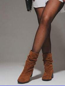 Women's Slouch Boot With Wrinkled Detail In Synthetic Suede - Elegance And Premium Quality - Camel - View 1