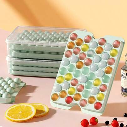 1 khay 53 ngăn có nắp, khuôn làm đá tự chế, hộp đựng đá cho tủ lạnh gia đình