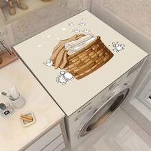 Luckybutterfly 1pc Rattan Design Washing Machine Cover Mat & Absorbent Non-Slip Pad - Suitable For Washing Machine And Microwave Oven Countertop Protection, Modern Home Decor Carpet, Holiday Accessory, Made Of Diatomite Material, Household Storage Mat - Bubble Laundry Basket - View 12
