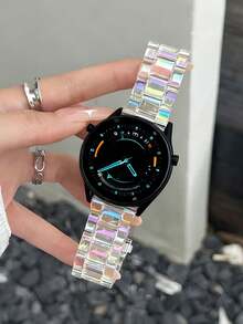1 dây đeo đồng hồ trong suốt thời trang nữ, phù hợp với Galaxy Watch 7 6 5 4 Active 2, Venu 2 Plus Vivoactive 6 5, GTS 4 3 2 Mini, dây đeo vòng tay điều chỉnh nhanh 20mm, dây đeo thay thế nhẹ và thời trang cho Watch GT 3/2 42mm, phụ kiện đồng hồ thông minh, quà tặng trang sức, thích hợp làm quà tặng cho bạn bè, gia đình, Giáng sinh, sinh nhật, ngày lễ. - Trong sáng - Xem 3