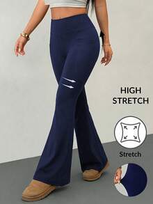 3pcs/Set Plus Size Women's Flared Yoga Pants, Slimming Fashionable Workout Leggings, High Waist Fitted Casual Pants With Pockets Sports Fall - Multicolor - View 3