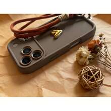 Ốp điện thoại màu nâu 3D hình trái tim vàng đẹp mắt dành cho nữ và bé gái, có dây đeo cổ tay, chống sốc, chống rơi vỡ, tương thích với Galaxy S25 Ultra, S24 Ultra, S23 Ultra. - màu nâu - Xem 8