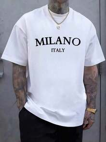 The Image Displays The Words Milano Italy Suggesting A Connection To Fashion Mens Tshirt 100% Cotton Size Plus That Emphasizes Origin And Sophistication 3C5H - White - View 8