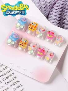 SpongeBob SquarePants Juego de 24 pegatinas decorativas de cuidado de uñas con diseños de Calzoncillos Cuadrados en 3D, disponibles en cualquier color y estilo. No se necesitan lámparas de horneado, pegatinas de cuidado de uñas DIY, parches de cuidado de uñas, productos de cuidado de uñas, accesorios de cuidado de uñas, pegatinas de cuidado de uñas, suministros profesionales de cuidado de uñas, decoraciones deslizantes de cuidado de uñas. - Multicolor - Ver 1