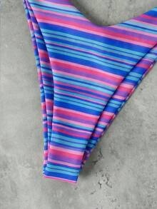 Bộ bikini 3 mảnh kẻ sọc hồng tím dành cho nữ, thanh lịch và gợi cảm, thích hợp cho kỳ nghỉ xuân/hè 2026, thiết kế thời trang phù hợp cho kỳ nghỉ, du lịch và mặc đi biển mùa hè. - Nhiều màu - Xem 6