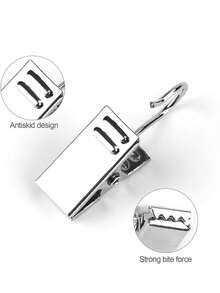 20/50/100pcs Stainless Steel Thickened Curtain Hooks, Shower Curtain Clips, Suitable For Business Display, Home Decor, Photo Hanging, Art Display (Silver) - Silver Clip - View 5