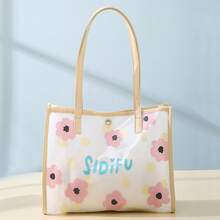 Bolso de hombro de PVC fresco y sencillo, bolsa de maquillaje transparente y resistente al agua, bolsa de aseo para natación y baño, bolsa de almacenamiento de ropa portátil - Margarita azul - Ver 1
