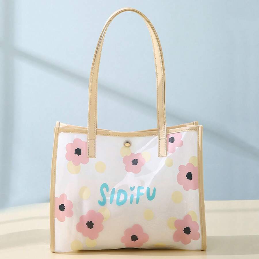 Bolso de hombro de PVC fresco y sencillo, bolsa de maquillaje transparente y resistente al agua, bolsa de aseo para natación y baño, bolsa de almacenamiento de ropa portátil - Margarita azul - Ver 1