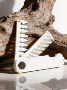 1把旋转宽窄齿折叠梳，便携式迷你双齿折叠梳，360°旋转纹理造型刘海梳 - 彩色 - 查看 4