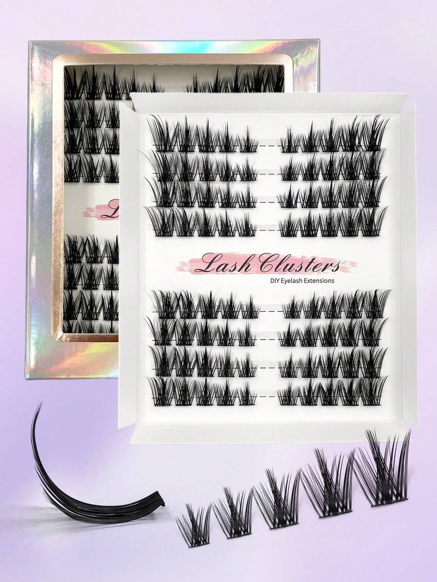 80 Clusters CC Curl Lash Clusters DIY Eyelash Extensions Wispy Individual False Eyelashes Curling Thick Fluffy Eyelash Clusters - CC - View 1
