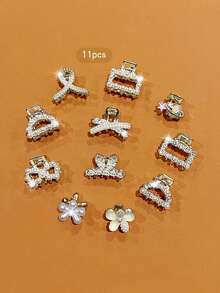 11pcs Rhinestone Hair Clips, Korean Fashion Hair Accessories Suitable For Daily Use - Multicolor - View 6