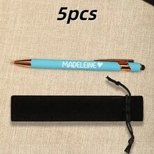 1支/5支可客製化自動伸縮圓珠筆，刻印姓名與Logo，書寫流暢，適用於辦公、商務、學校用品，提供禮盒/禮袋包裝，開學禮物，送給老師/朋友的禮物 - 筆2 - 查看 77