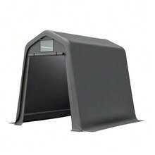 Storage Shed 245x183x217cm Grey – Versatile Use As A Garden Shed, Bicycle Shelter Or Carport, Waterproof PE Material With Roll-Up Shutters, UV And Wind Resistant, Easy Assembly - Grey - View 8