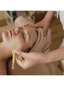 Bút massage huyệt đạo, bút châm cứu bấm huyệt hai đầu, bút massage mô sâu bằng thép không gỉ có thể thu gọn, dùng cho tai và các huyệt đạo trên cơ thể, thích hợp sử dụng tại nhà. - Đồng - Xem 8
