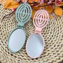 1 Piece Of Cream Colored Foldable Comb, Portable, With Built-In Mirror Foldable Comb - Cream Colored, Portable, With Built-In Mirror - Multicolor - View 9