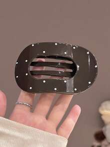 4 piezas/1 pieza Pinzas para el cabello planas ovaladas con estampado de lunares vintage, pinzas cómodas para moños, coletas, peinados, disponibles en varios colores, elegantes, minimalistas, adecuadas para uso diario, casual, commute, accesorios de playa, festival, fiesta - Multicolor - Ver 7