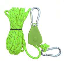 Tensor de cuerda de tienda de campaña, hebilla fija, polea, tensor de trinquete, ganchos para cuerda de toldo de camping al aire libre, herramienta de elevación - Negro - Ver 14