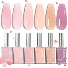 Beetles 6 Colors 7.5ml/0.25 Fl Oz Nail Polish Set - Love In Echo Quick Dry Spring Formula, Salon Long Lasting DIY Pastel Nail Art Gifts For Women - 6 Colors Velvet Glow - 查看 8