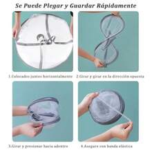 Tendedero de Malla Plegable de 3 Niveles para Colgar y Secar Suéteres Resistente al Viento Estante de Secado Grande para Lavandería Secadora de Malla Plegable para Ropa Portable - Blancosanceng - Ver 6