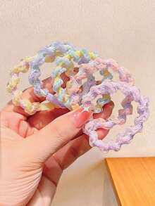 5/10/20pcs/Set Macaron Woven Hair Scrunchies, Sweet Hair Accessories - Suitable For Girls And Women, Applicable For Daily Hairstyling, Outings And More - Multicolor - View 5