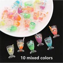 10颗混合随机水果树脂珠，棒棒糖、草莓、葡萄形状吊坠，适合DIY创意耳环、项链、手链、珠宝制作材料 - 水果瓶吊墜 - 查看 20