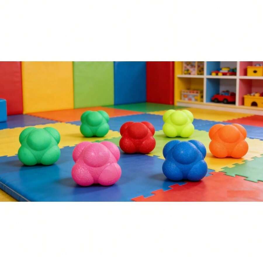 6-Pack Hexagon Reflex Balls Non-Spherical Bounce Balls For Agility, Reaction Time & Coordination Training - Ideal For Tennis, Basketball, Baseball - 6pcs - View 1