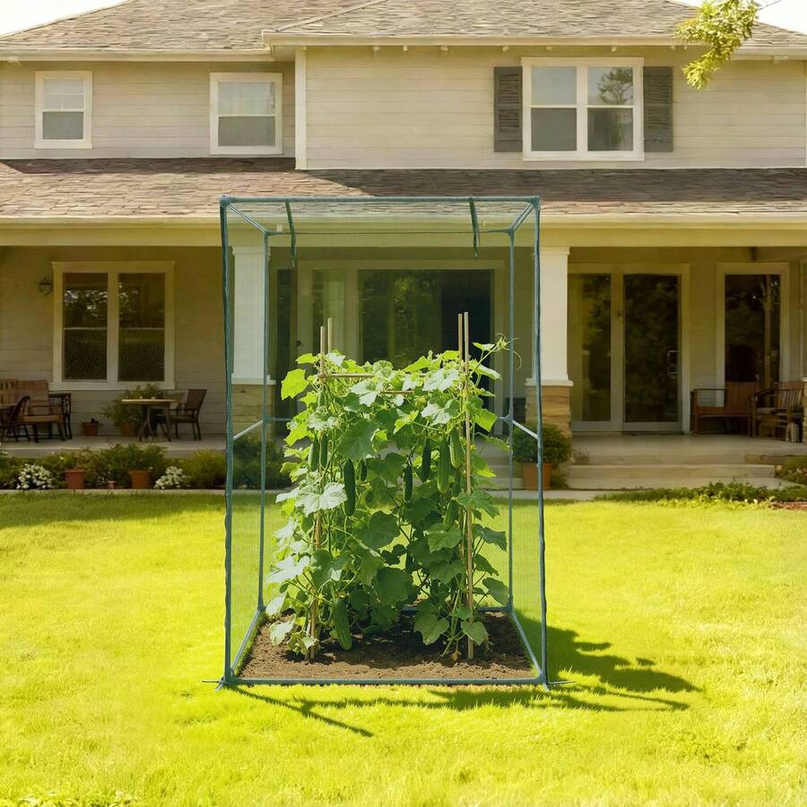 Crop Cage, 3.9 X 3.9 X 5.9 Ft Plant Protection Tent With Zippered Door, Wind-Resistant Tall Crop Cage, Easy To Install, Outdoor Raised Bed Cover, Tomato Plant Netting For Garden Patio Lawn - 48*48*72inch - View 1